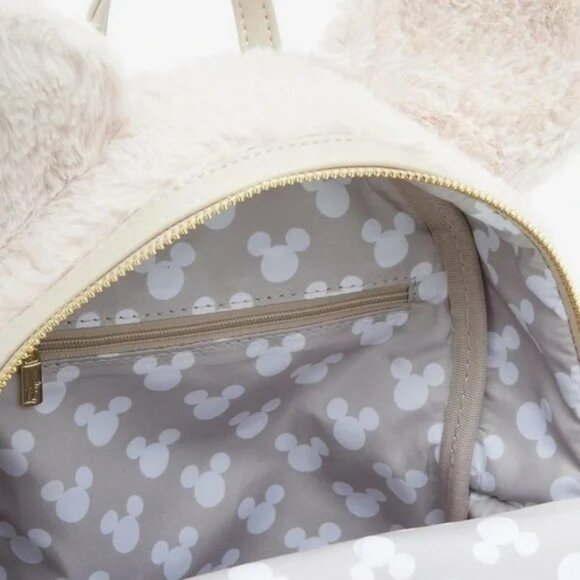 Loungefly Disney Minnie Mouse Faux Fur Mini Backpack and Wallet set NWT​